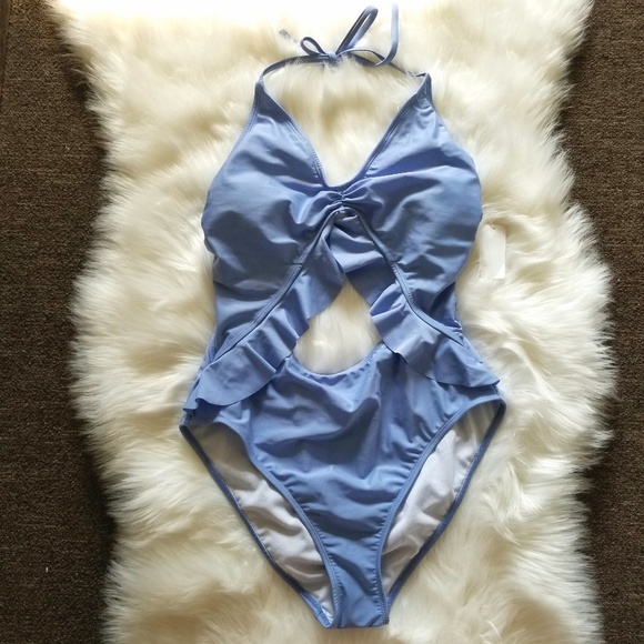 bleu ice Other - NEW Periwinkle One Piece Swimsuit Cut Out Ruffles
